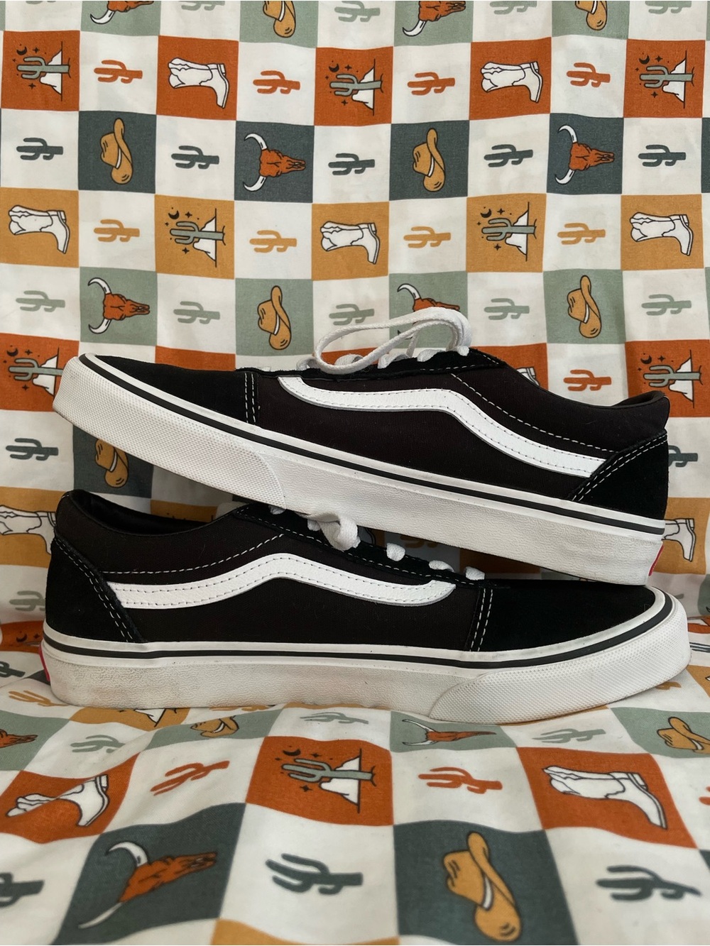 Vans Classic Old Skool Black and White Skate Sneakers - Picture 5 of 7